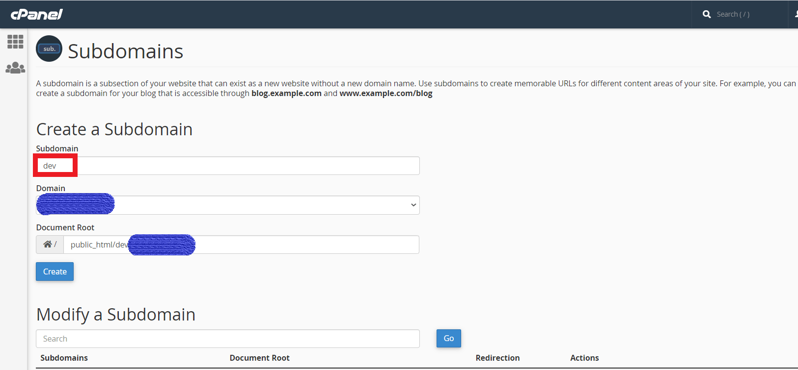 Guide to create sub-domain in cPanel