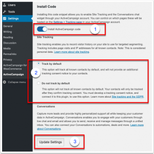 Other settings of plugin ActiveCampaign