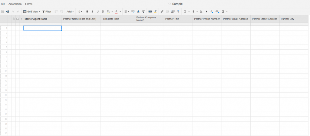 Data stored in smartsheet