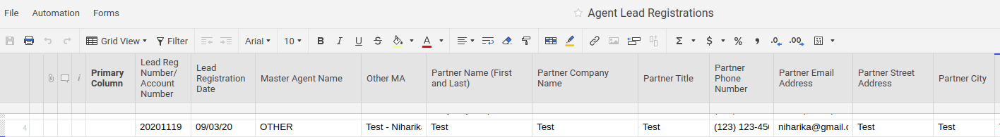 data in the Smartsheet screen