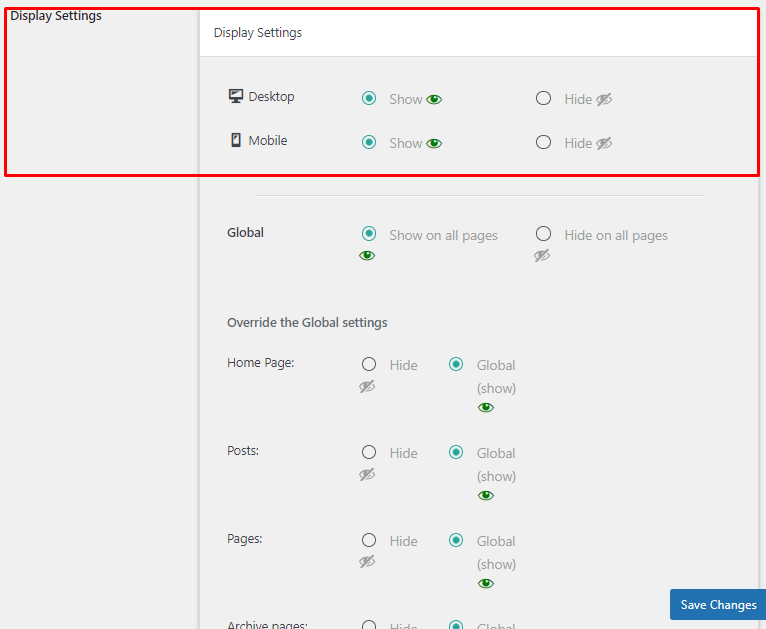 display setting