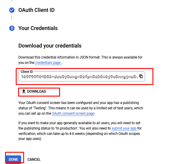 Clinet Id credentials