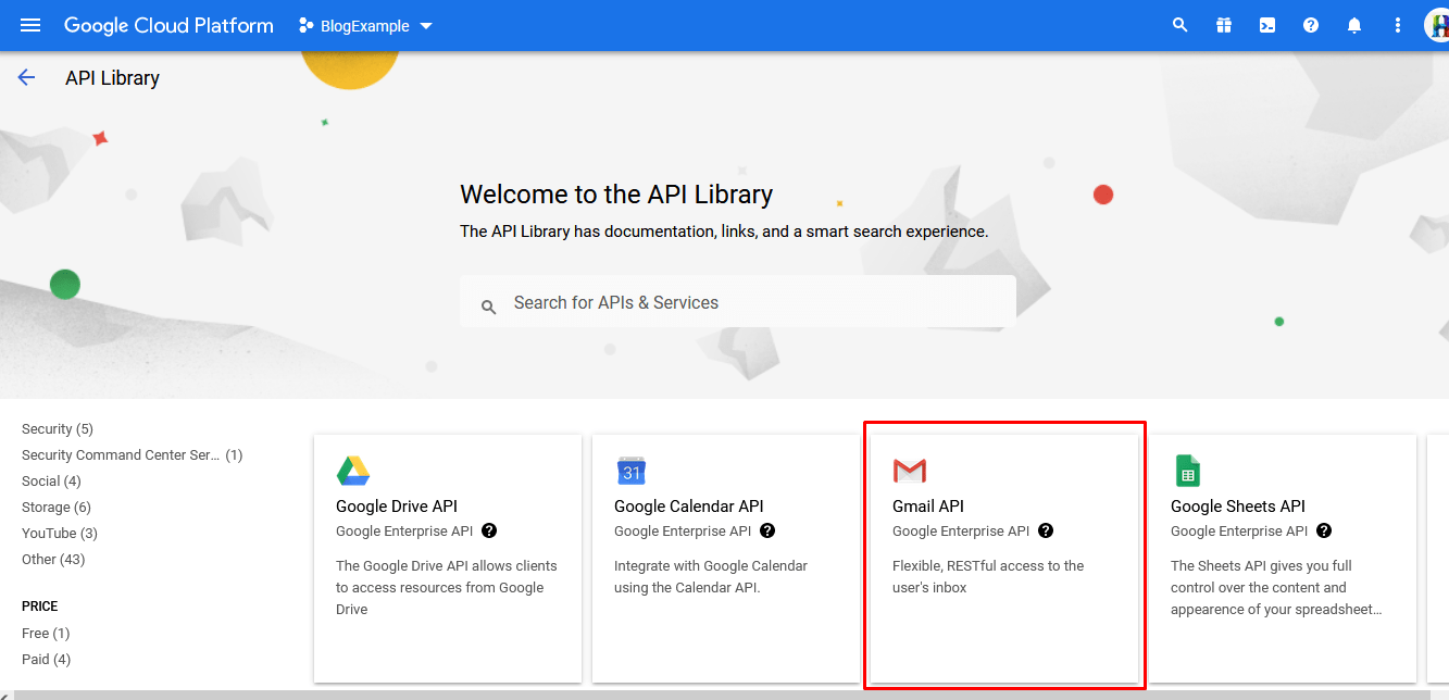 Gcloud gmail API