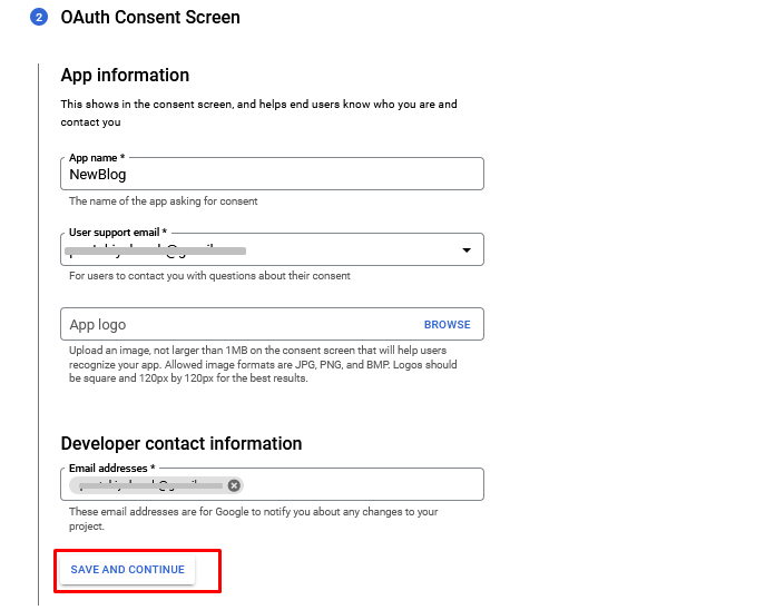 Oauth cosent screen