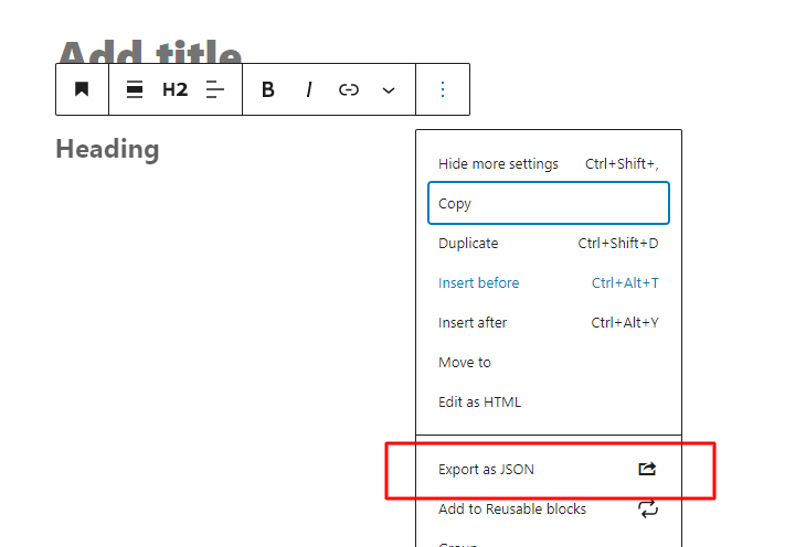 Export as JSON option