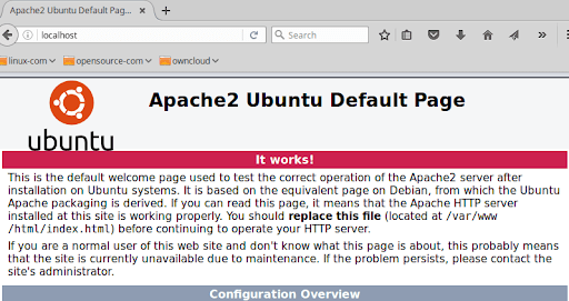 Apache default page