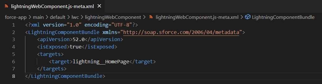 Lightning web component XML file