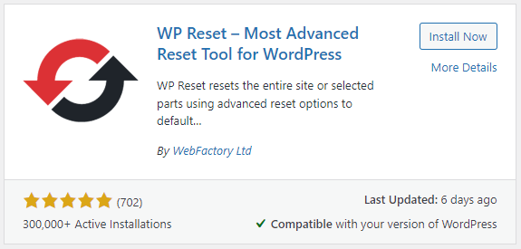 plugin wp reset Reset WordPress Site
