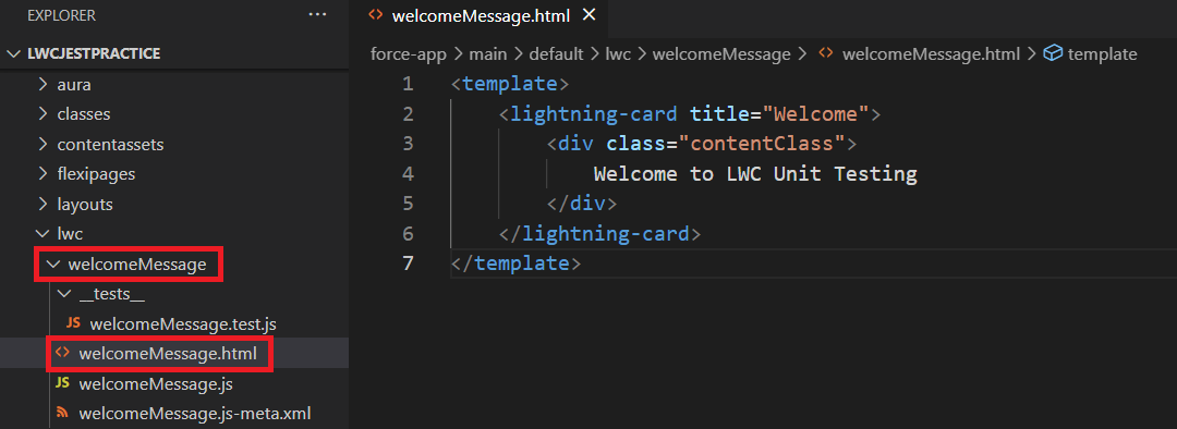 Create a component called welcomeMessage