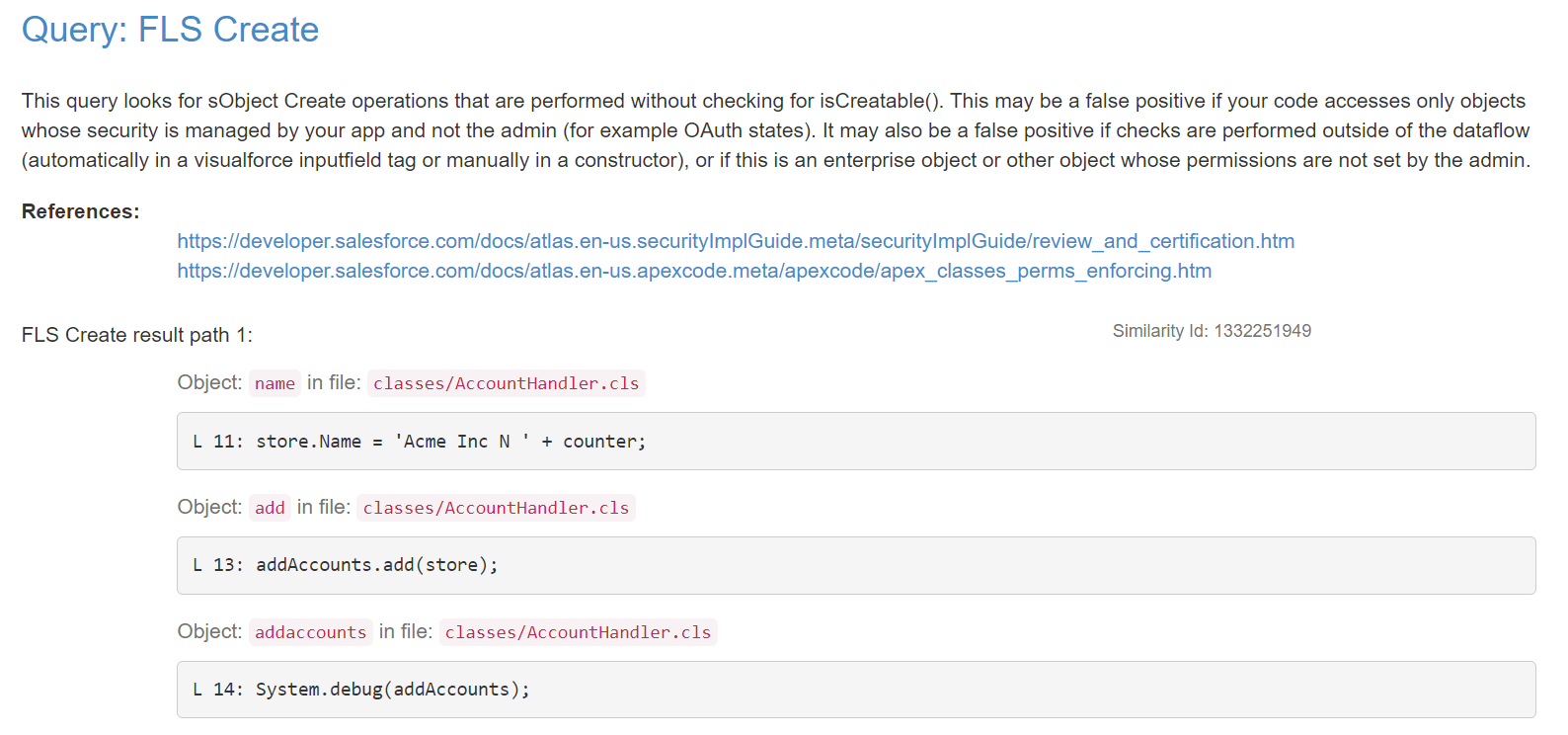 Query : FLS Create