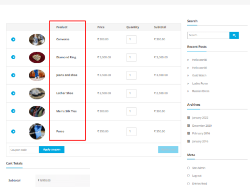 Woocommerce Cart Items - After Sorting