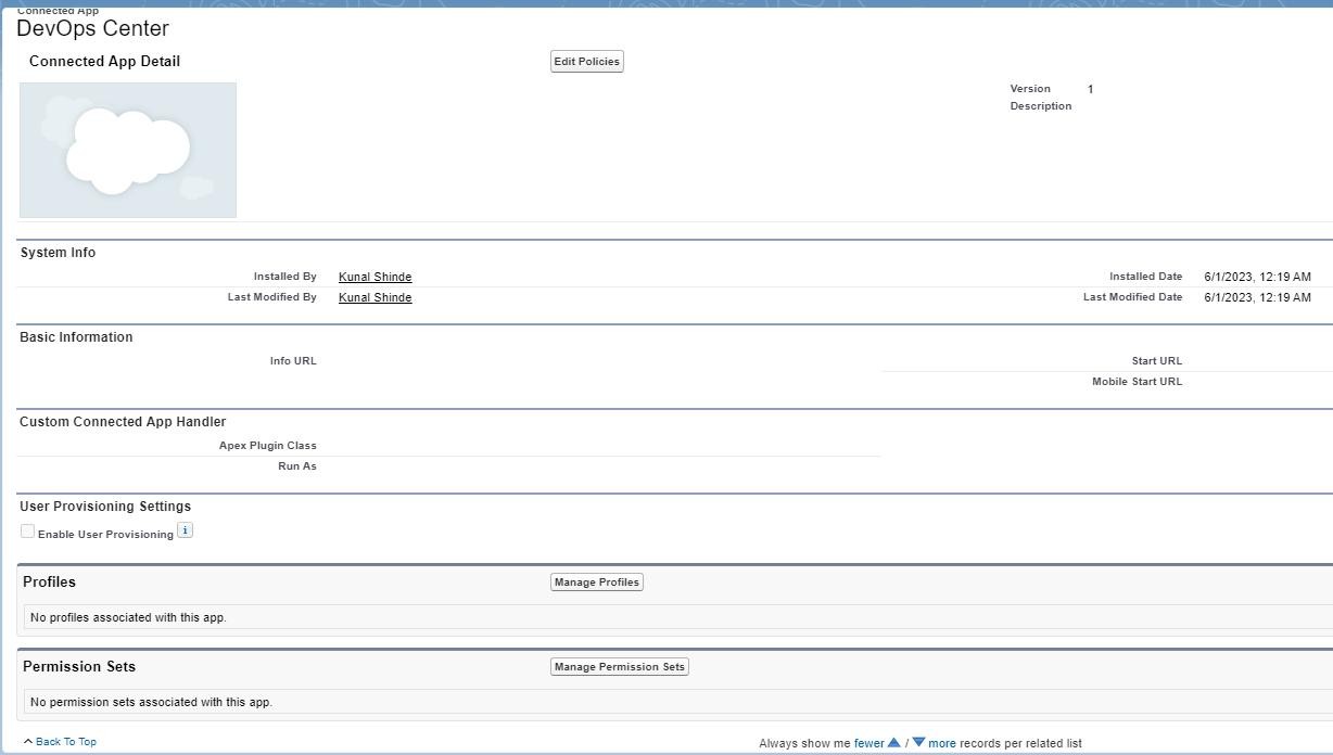 DevOps Center Connected App