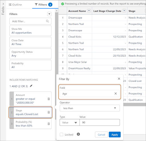 Easily Update Fields in Lightning Report Filters