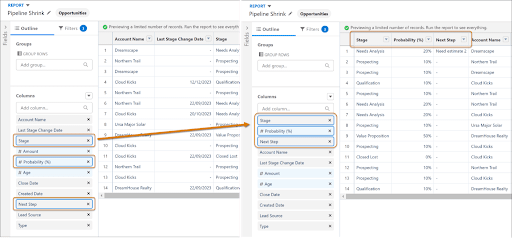 Rearrange Multiple Lightning Report Columns at Once