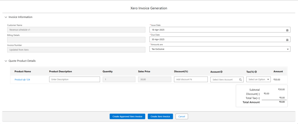 Generate Xero Invoice From Salesforce